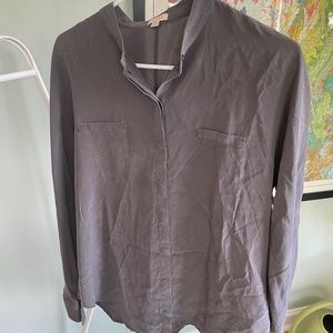 Cuyana grey silk shirt